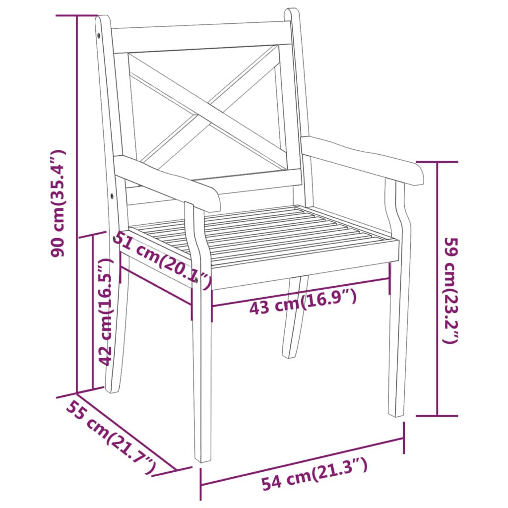 Ensemble à manger de jardin 7 pcs Bois d'acacia solide