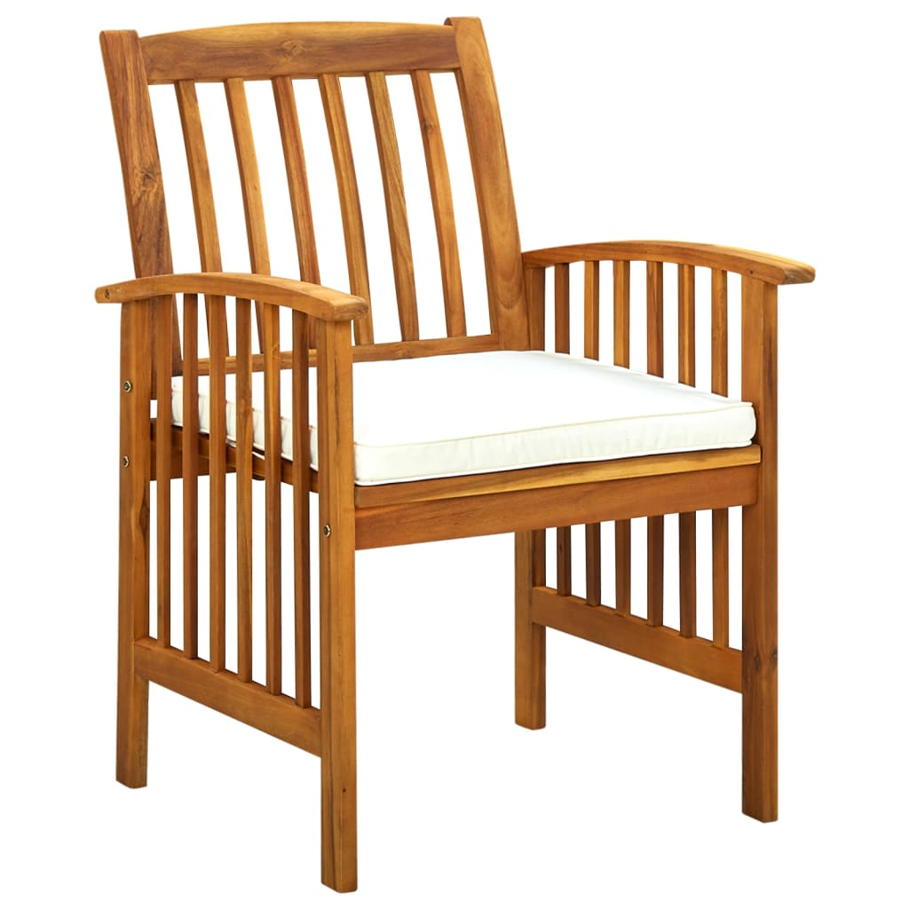 Ensemble à manger de jardin 5 pcs avec coussins Acacia solide