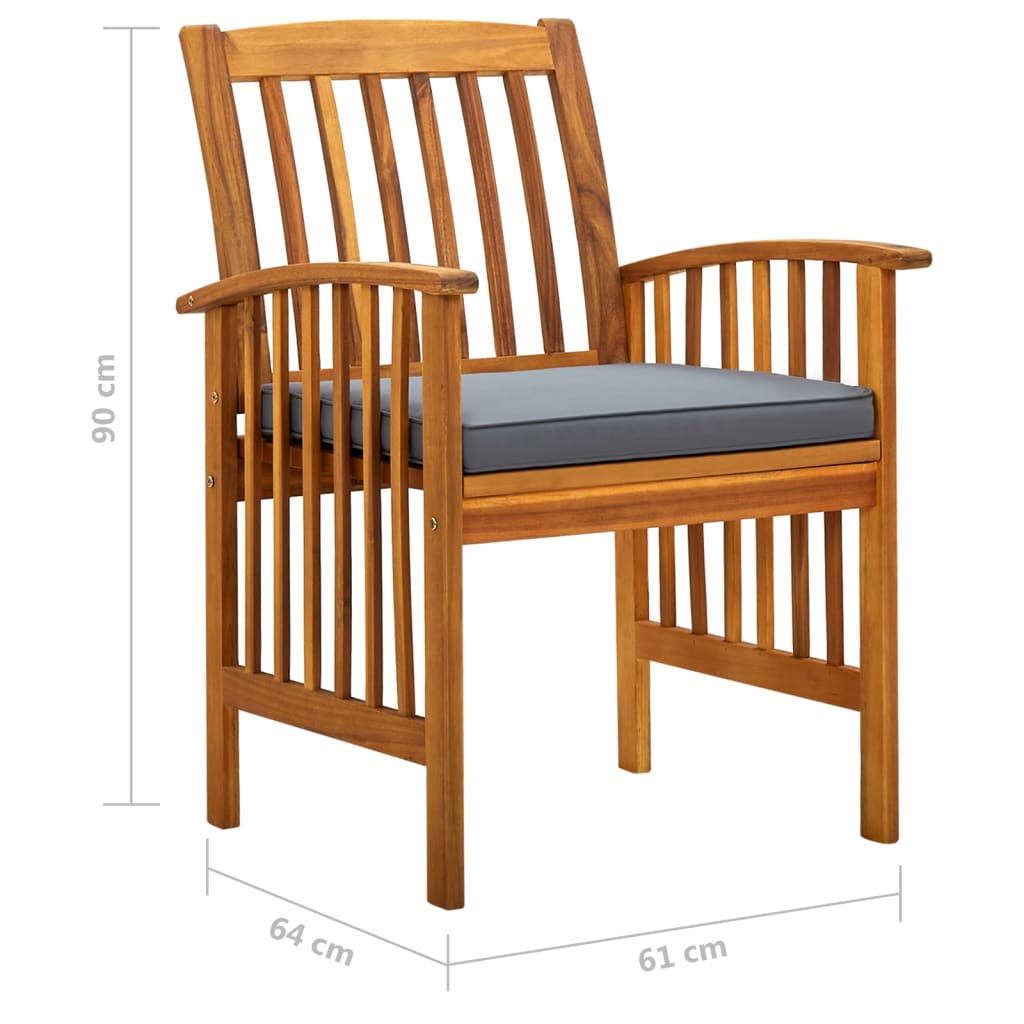 Ensemble à manger de jardin 5 pcs avec coussins Acacia solide