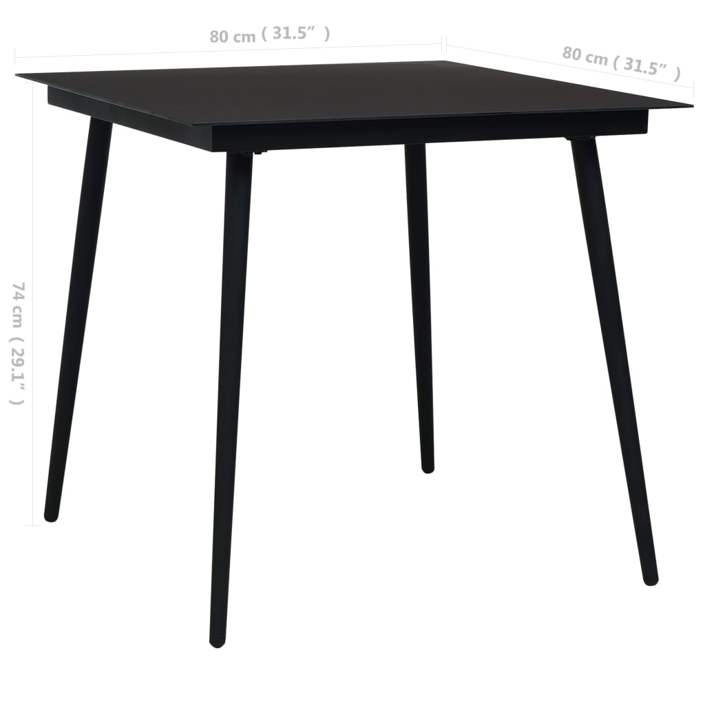 Ensemble à manger de jardin 3 pcs Corde en coton et acier Noir