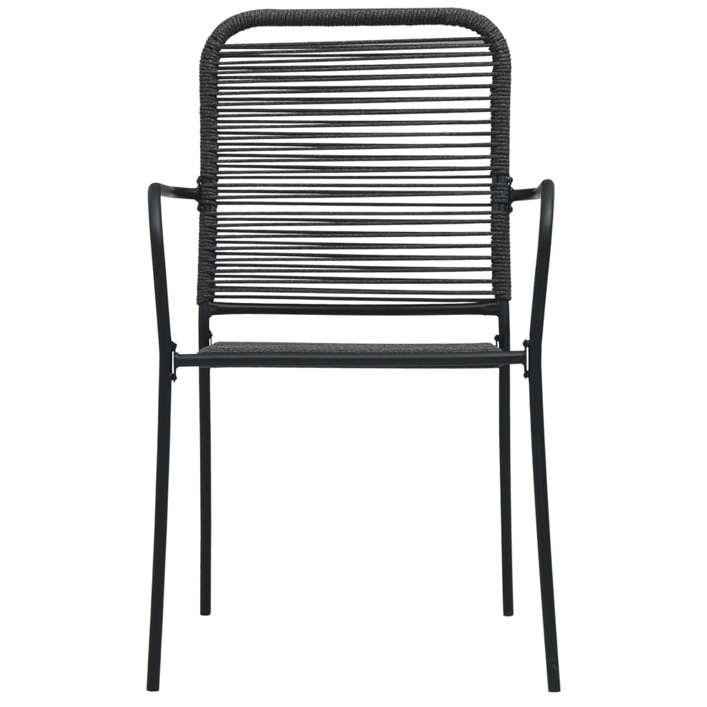 Ensemble à manger de jardin 7 pcs Corde en coton et acier Noir