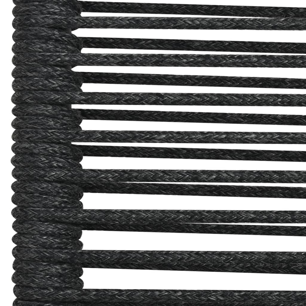 Ensemble à manger de jardin 7 pcs Corde en coton et acier Noir
