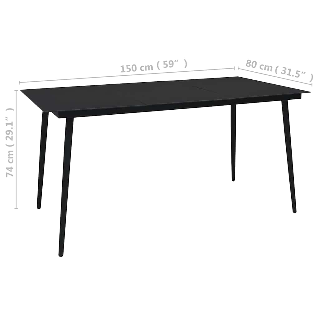 Ensemble à manger de jardin 5 pcs Corde en coton et acier Noir