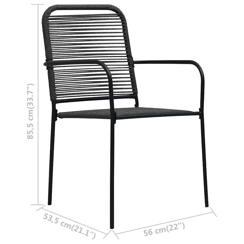 Ensemble à manger de jardin 5 pcs Corde en coton et acier Noir