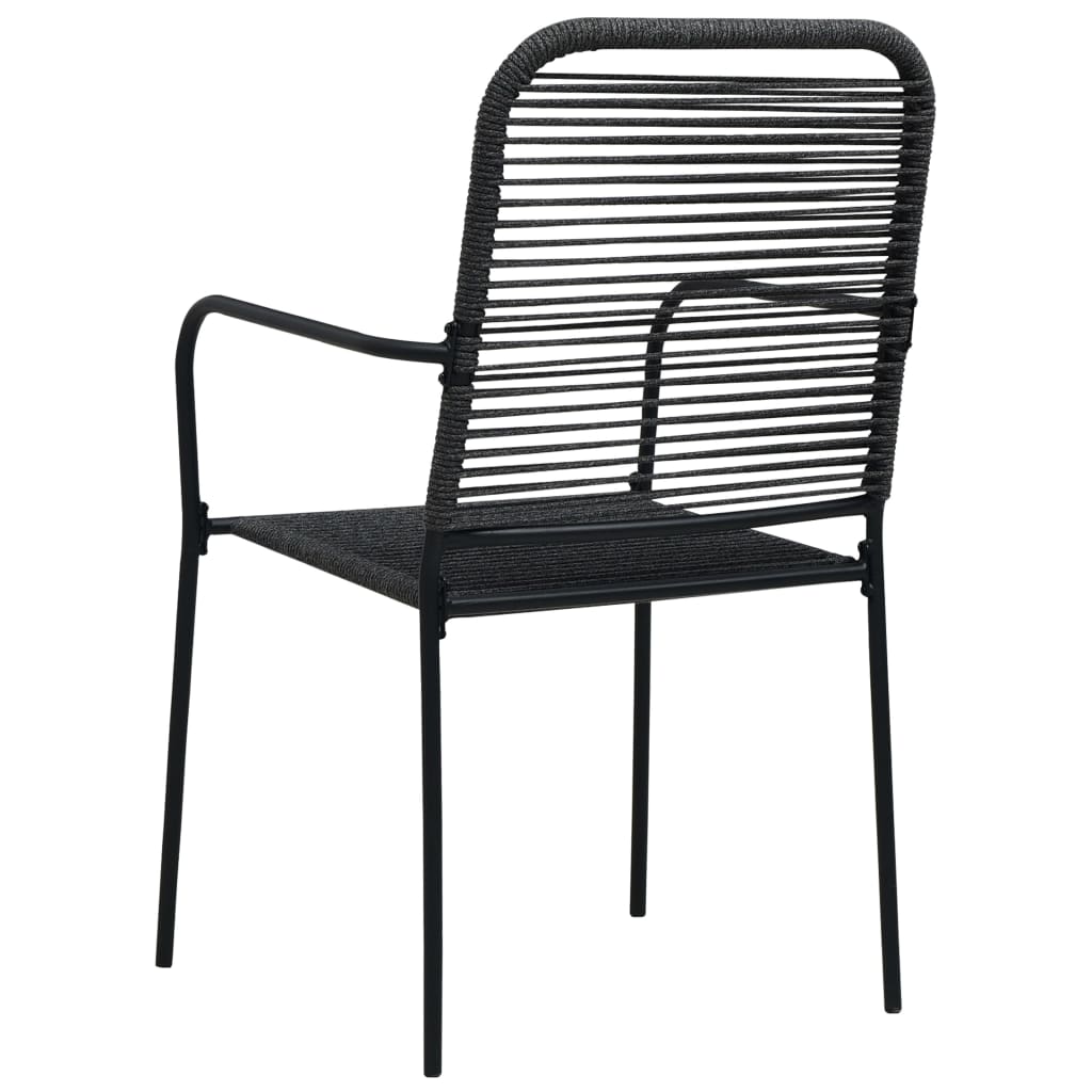 Ensemble à manger de jardin 9 pcs Corde en coton et acier Noir