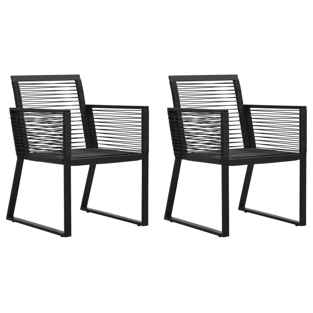 Ensemble à manger d'extérieur 3 pcs Rotin PVC Noir