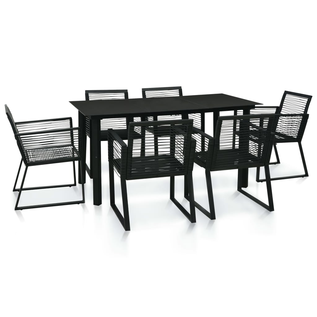 Ensemble à manger d'extérieur 7 pcs Rotin PVC Noir