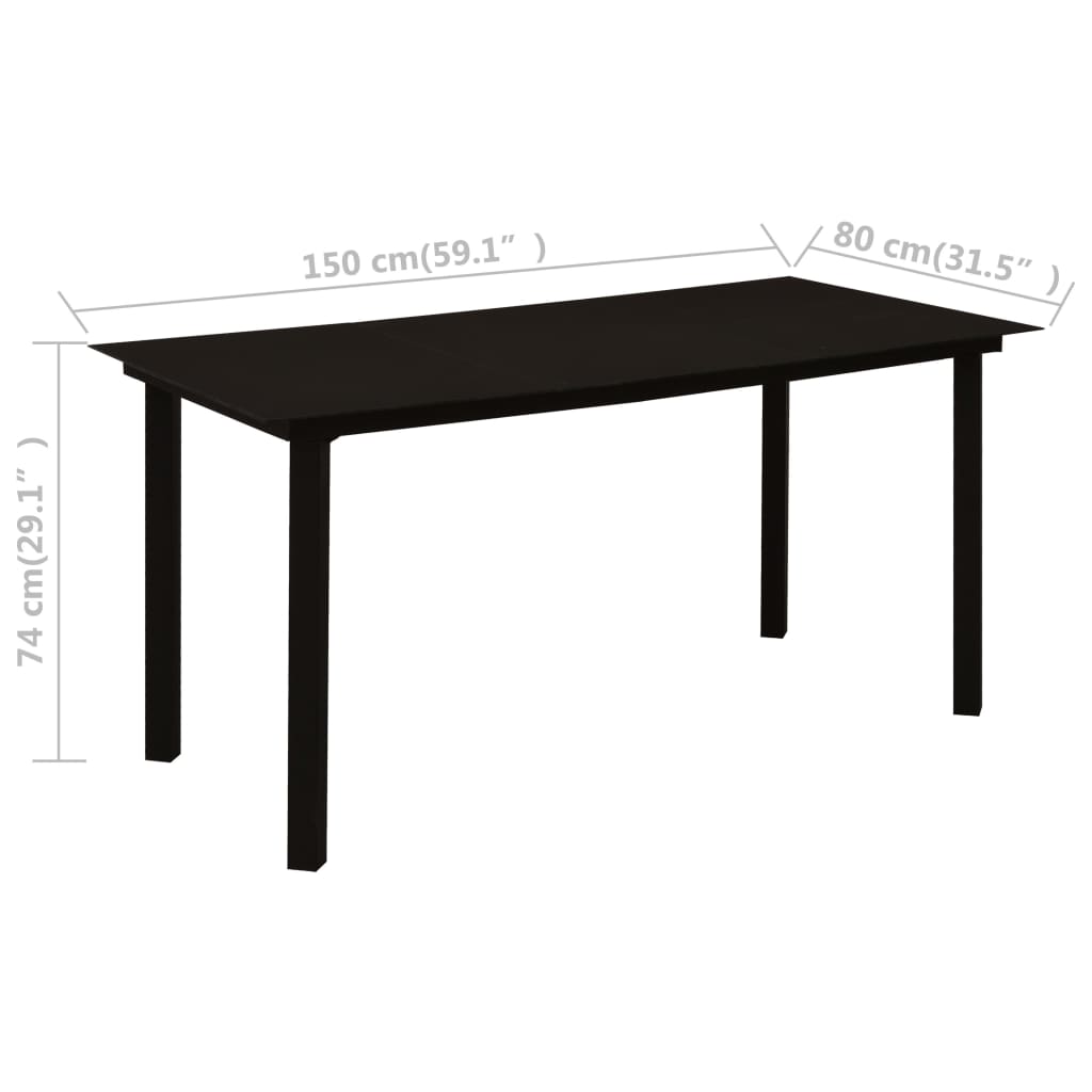 Ensemble à manger d'extérieur 7 pcs Rotin PVC Noir