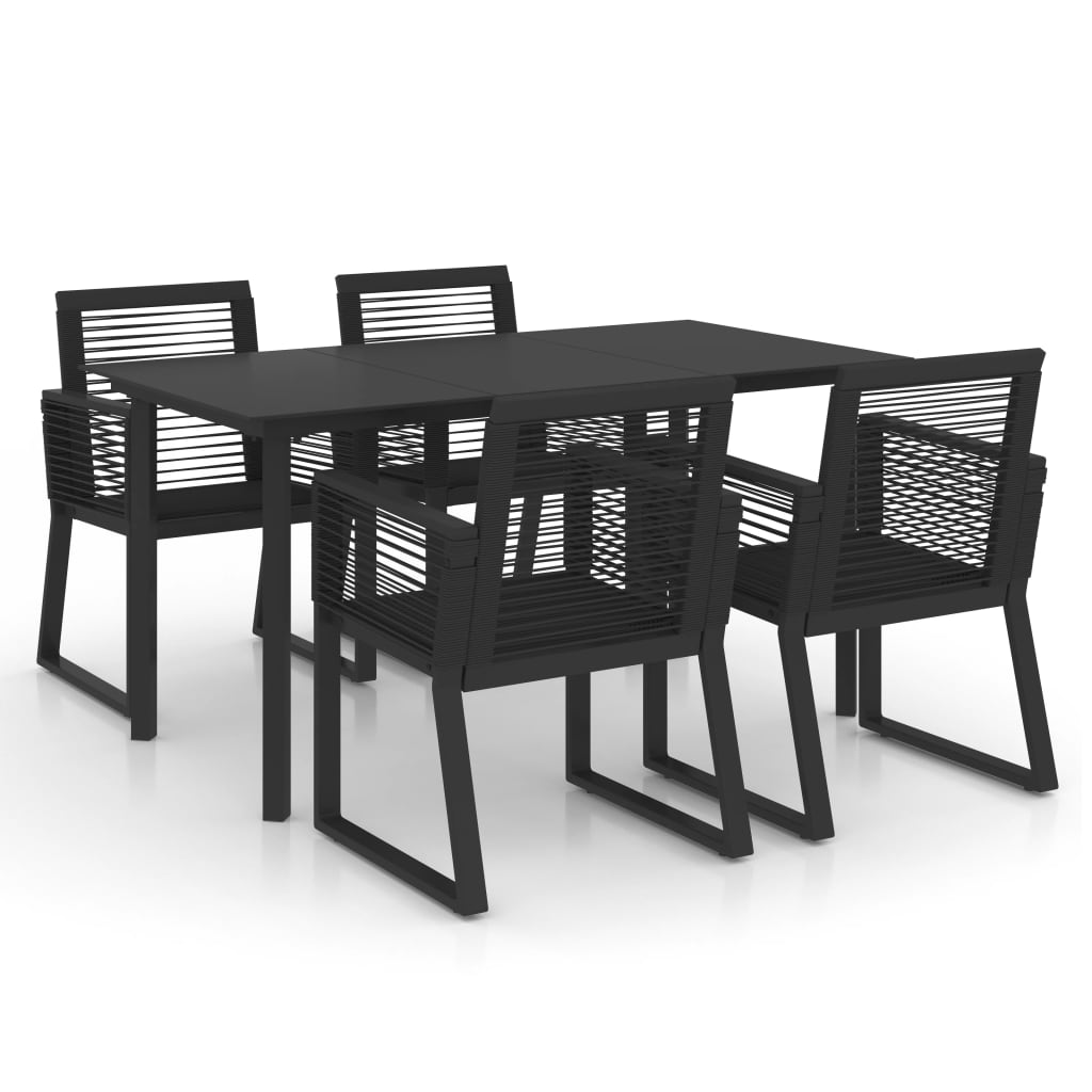 Ensemble à manger d'extérieur 5 pcs Rotin PVC Noir