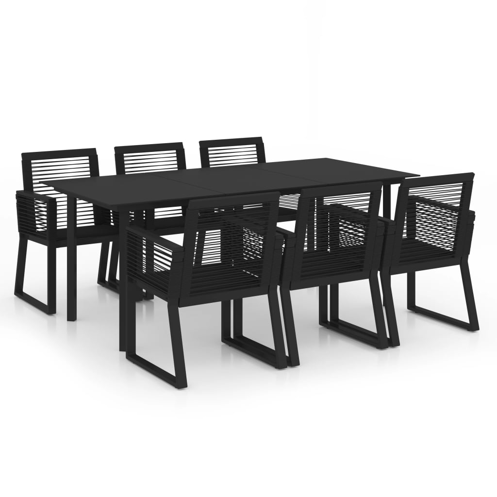 Ensemble à manger d'extérieur 7 pcs Rotin PVC Noir