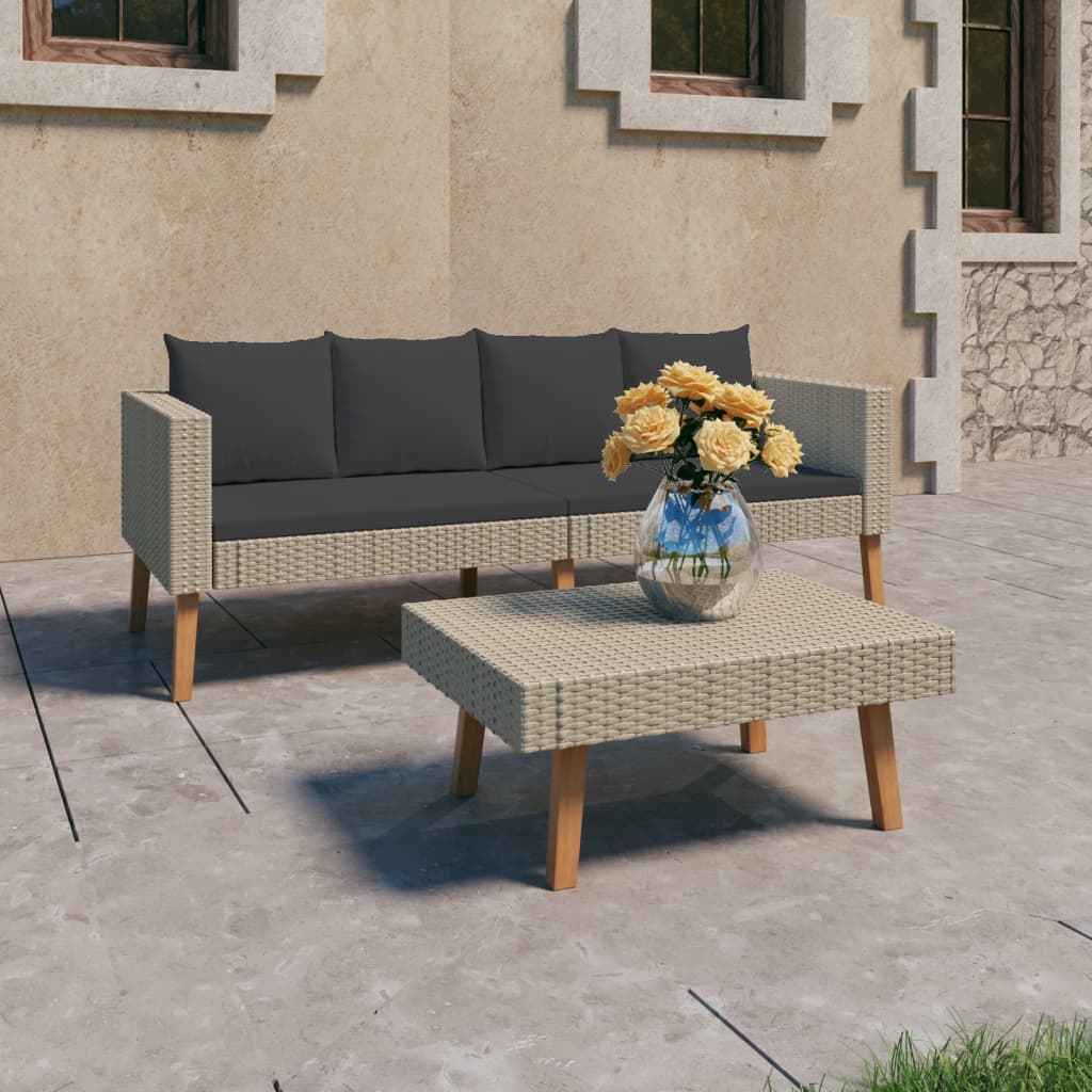 Salon de jardin 2 pcs avec coussins Résine tressée Beige - XIOS