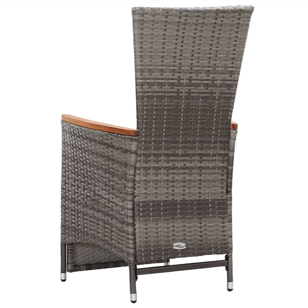 Salon de jardin 3 pcs avec coussins Résine tressée Gris