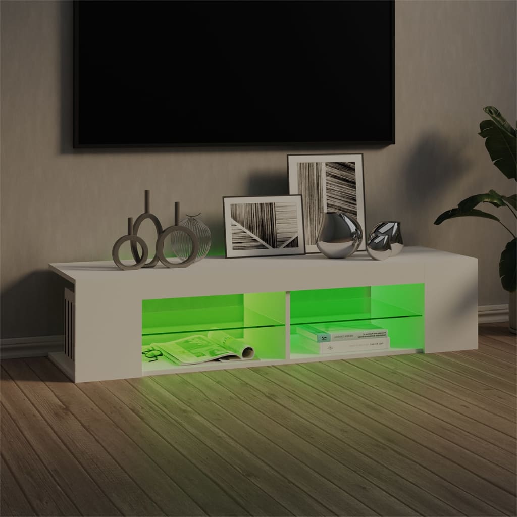Meuble TV avec lumières LED blanc 135x39x30 cm - XIOS