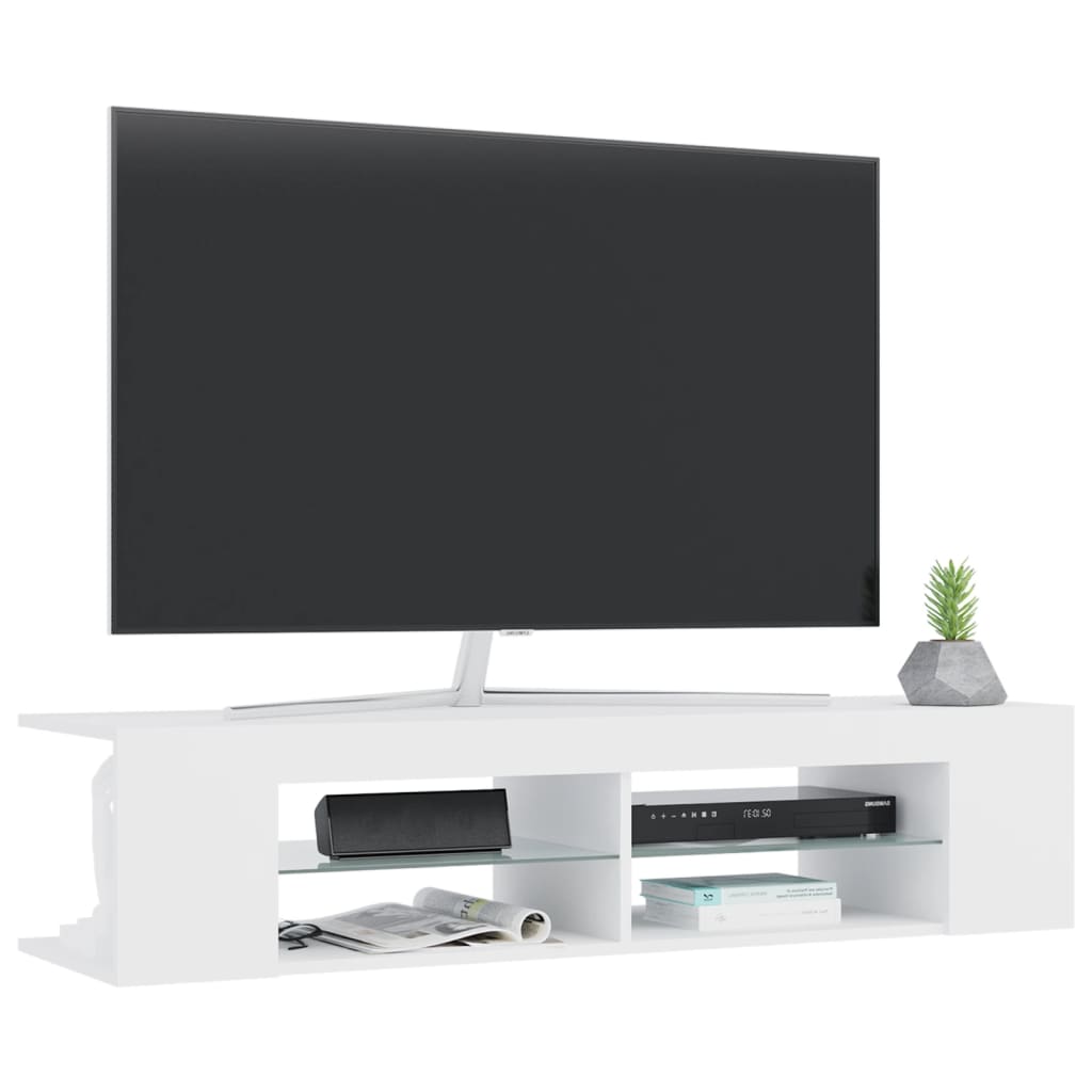 Meuble TV avec lumières LED blanc 135x39x30 cm - XIOS