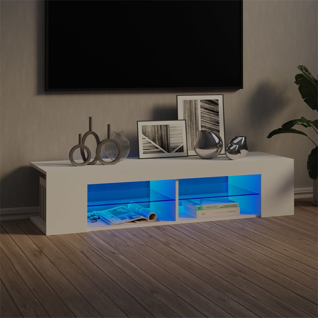 Meuble TV avec lumières LED blanc 135x39x30 cm - XIOS