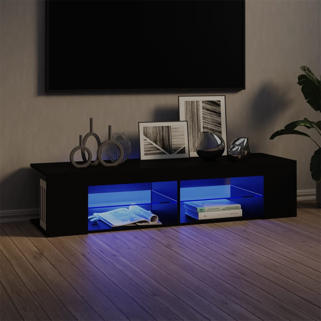 Meuble TV avec lumières LED noir 135x39x30 cm - XIOS