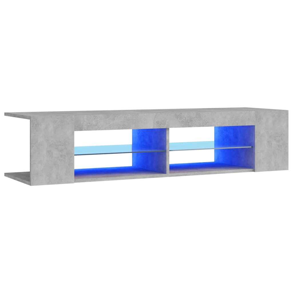 Meuble TV avec lumières LED gris béton 135x39x30 cm - XIOS