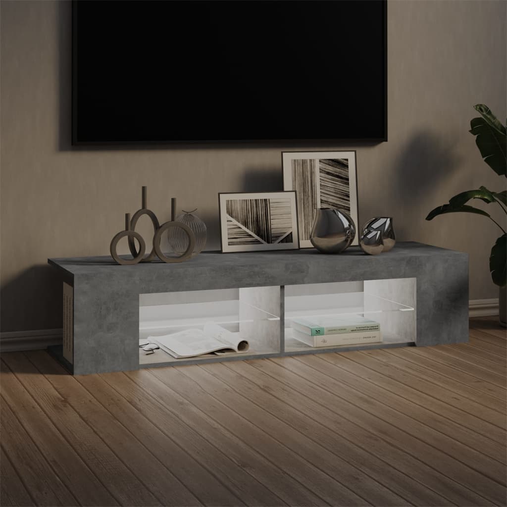Meuble TV avec lumières LED gris béton 135x39x30 cm - XIOS