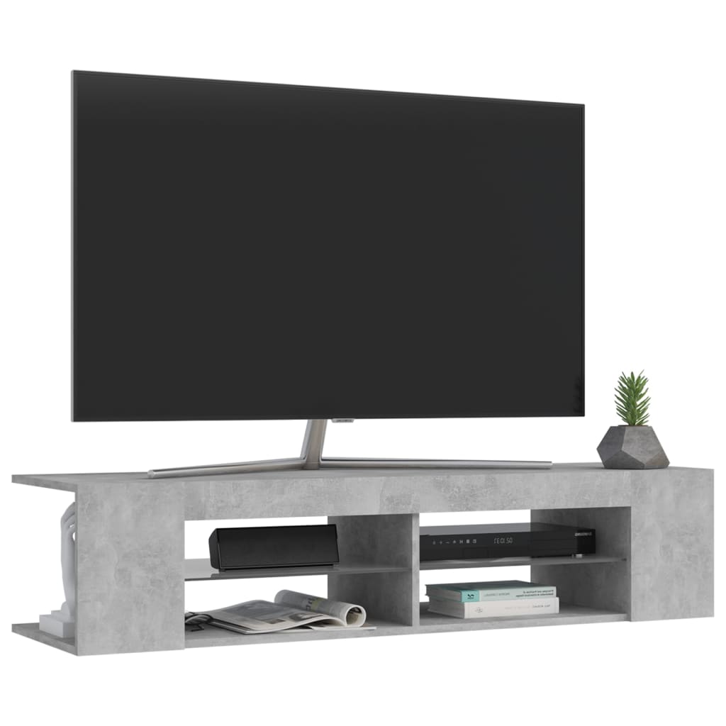 Meuble TV avec lumières LED gris béton 135x39x30 cm - XIOS