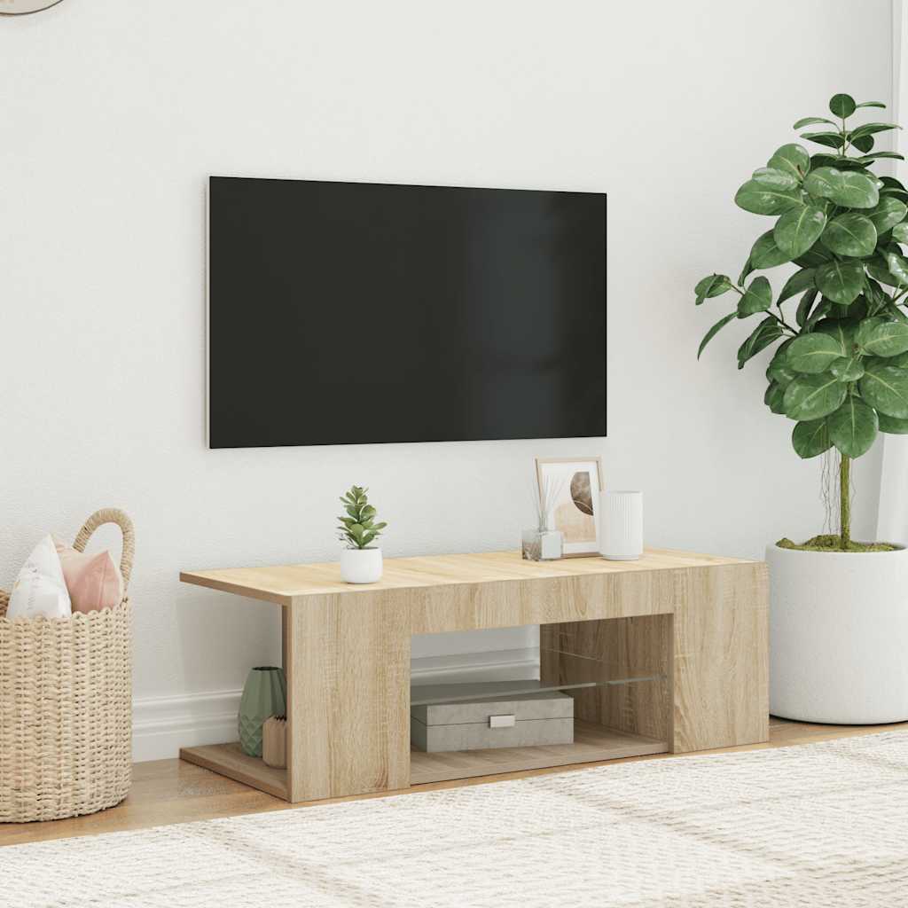 Meuble TV avec lumières LED chêne sonoma 90x39x30 cm - XIOS