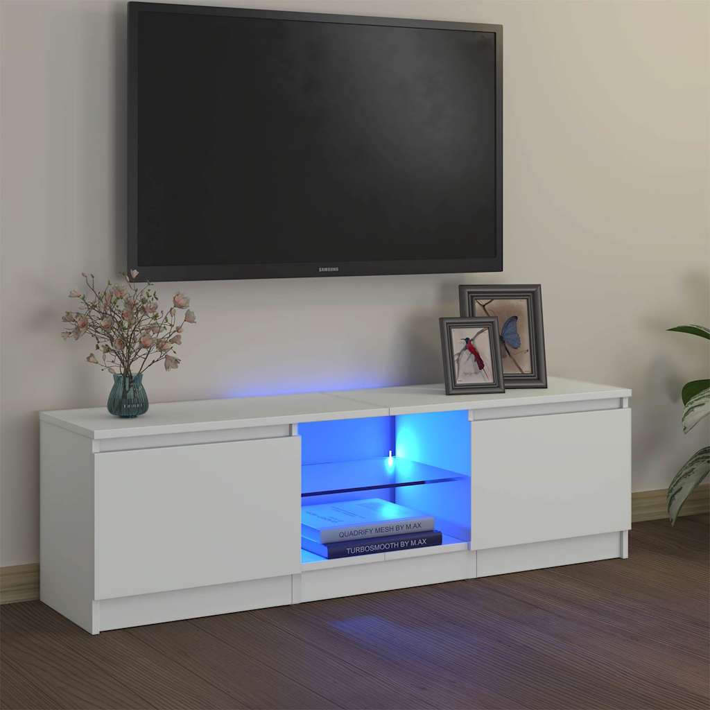 Meuble TV avec lumières LED Blanc 120x30x36 cm - XIOS