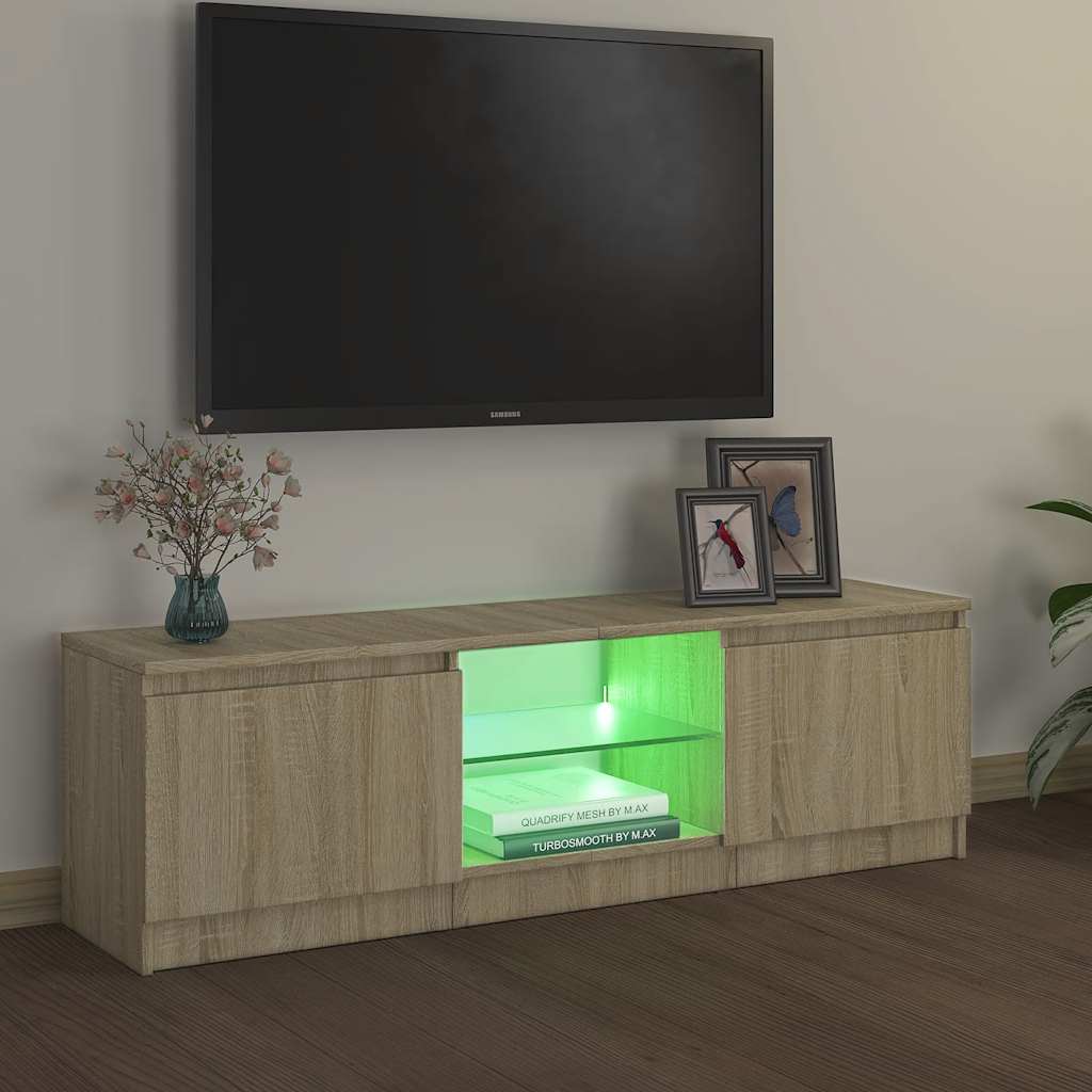 Meuble TV avec lumières LED chêne sonoma 120x30x36 cm - XIOS