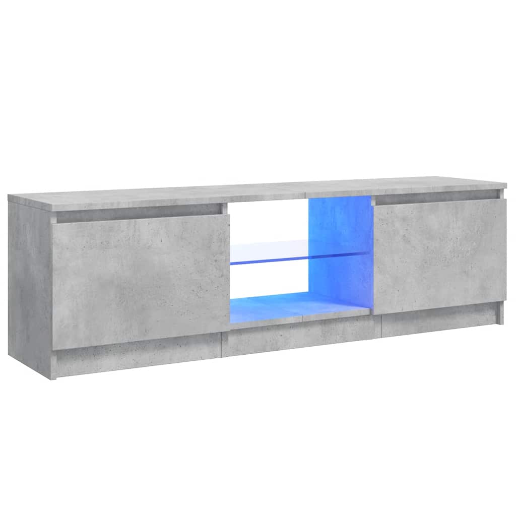 Meuble TV avec lumières LED gris béton 120x30x36 cm - XIOS