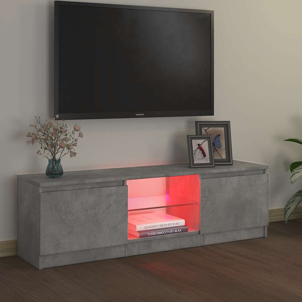 Meuble TV avec lumières LED gris béton 120x30x36 cm - XIOS