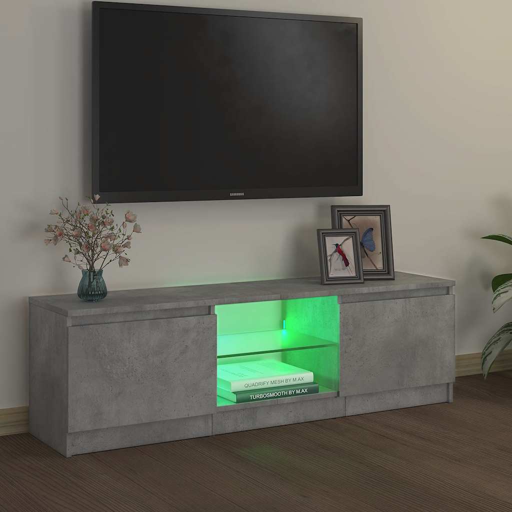 Meuble TV avec lumières LED gris béton 120x30x36 cm - XIOS