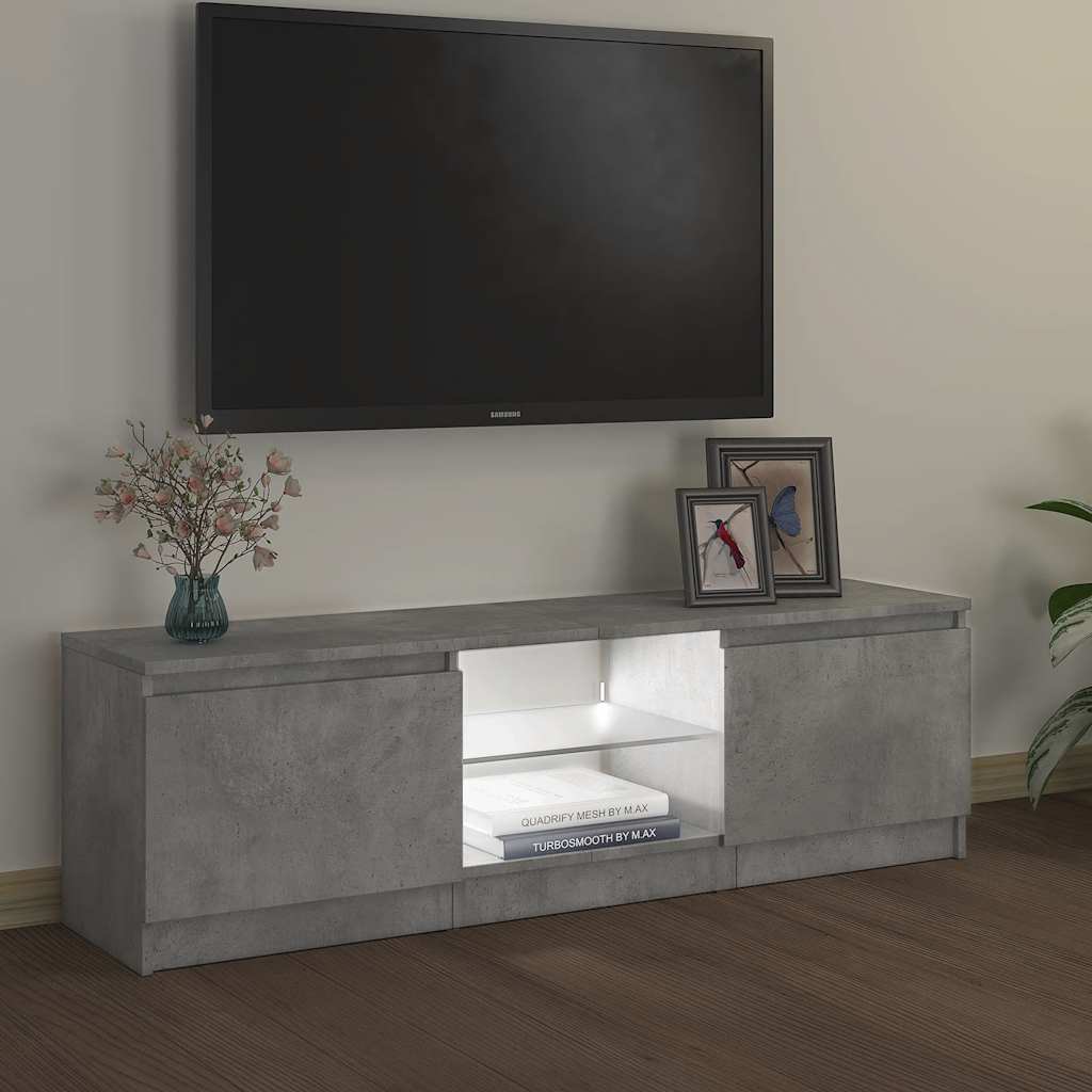 Meuble TV avec lumières LED gris béton 120x30x36 cm - XIOS