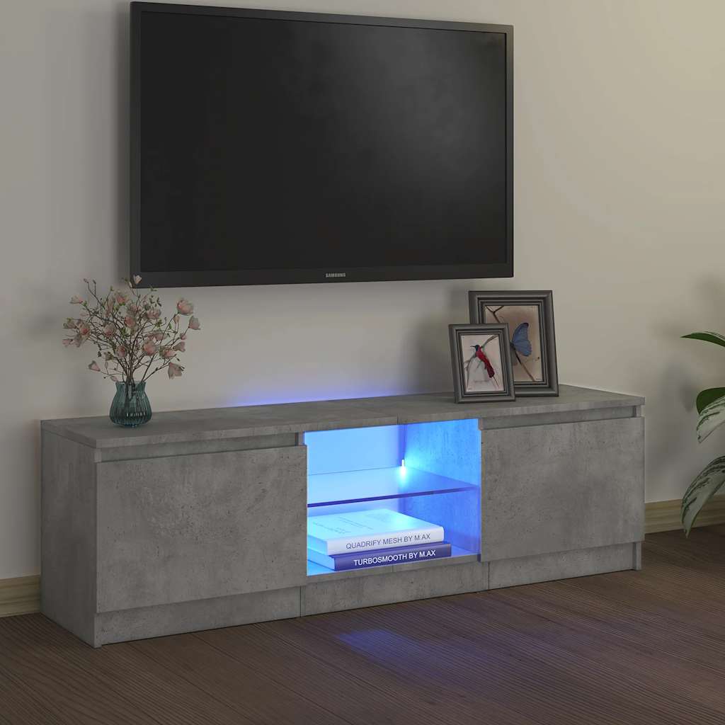 Meuble TV avec lumières LED gris béton 120x30x36 cm - XIOS