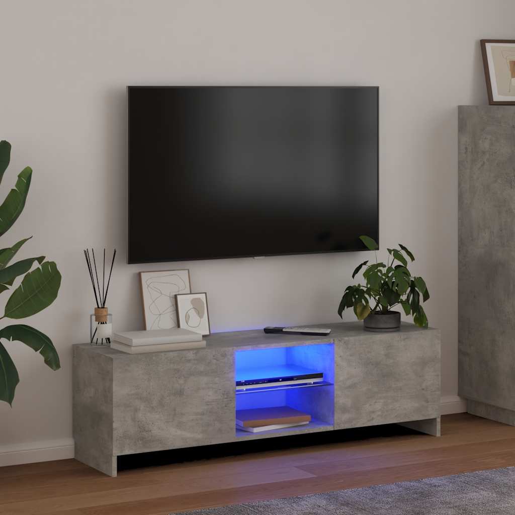 Meuble TV avec lumières LED gris béton 120x30x36 cm - XIOS