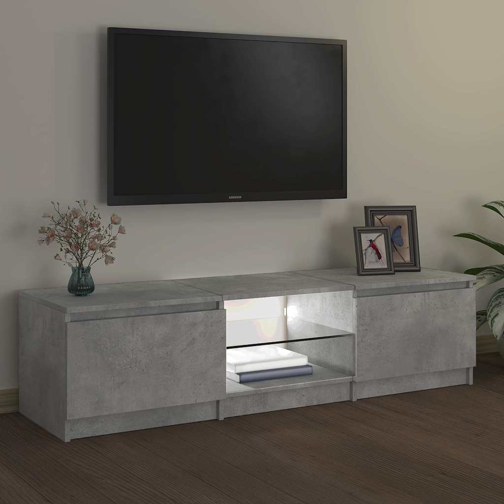 Meuble TV avec lumières LED gris béton 140x40x36 cm - XIOS
