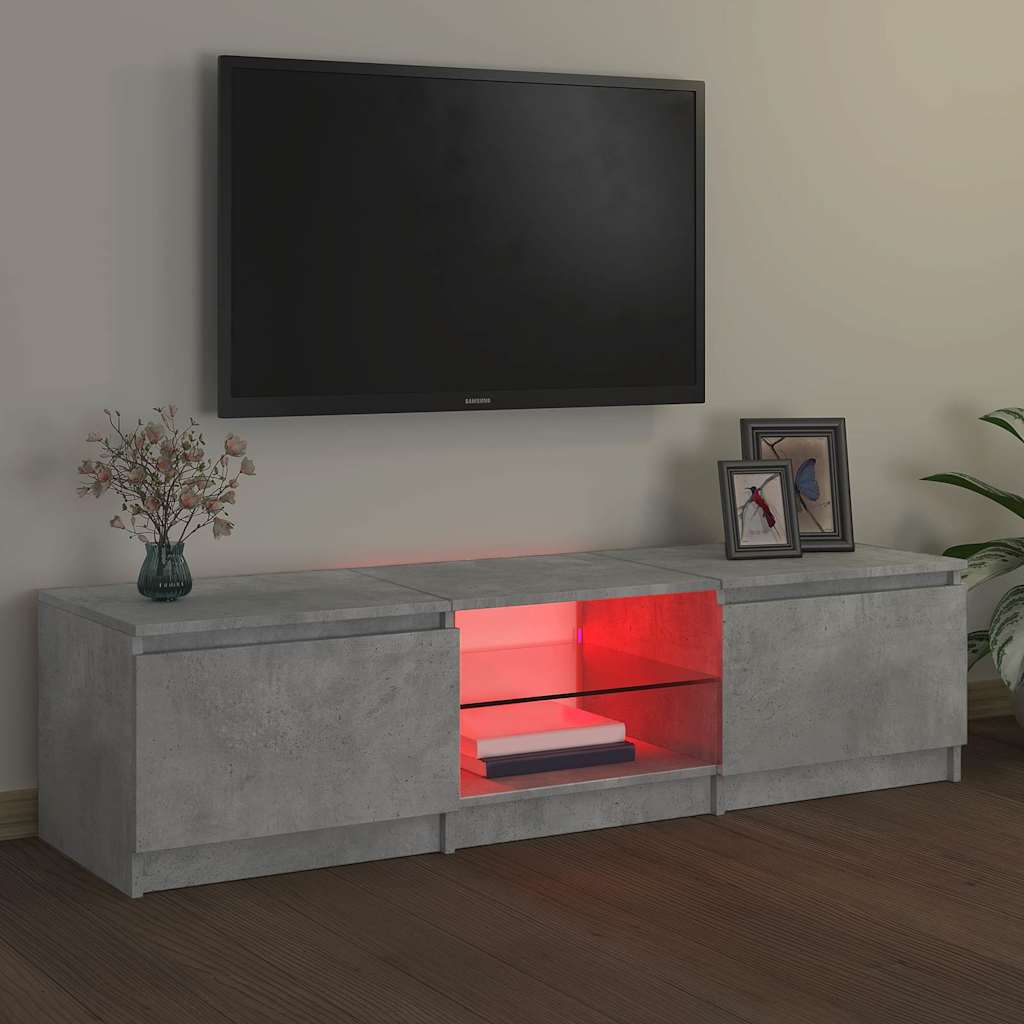 Meuble TV avec lumières LED gris béton 140x40x36 cm - XIOS