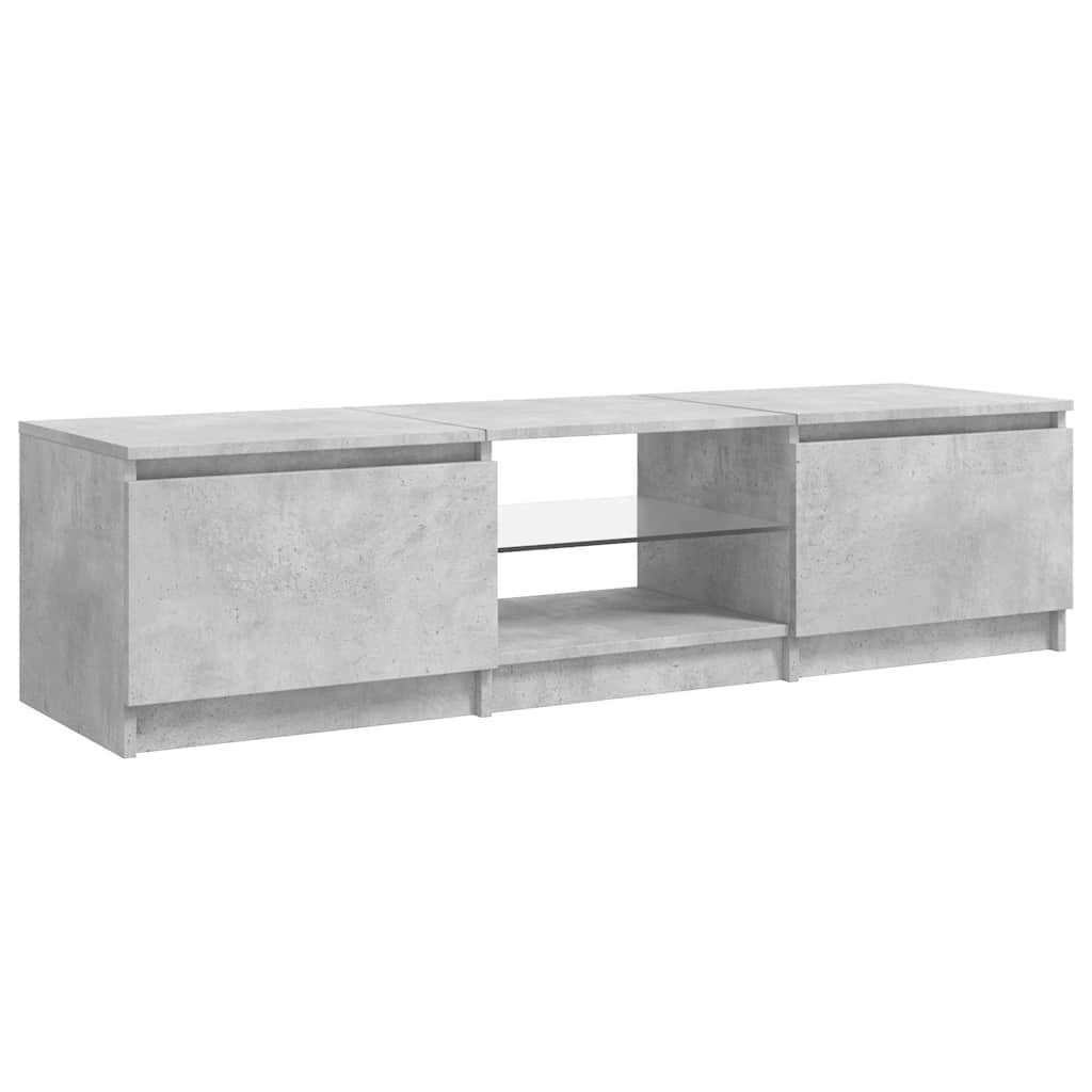 Meuble TV avec lumières LED gris béton 140x40x36 cm - XIOS