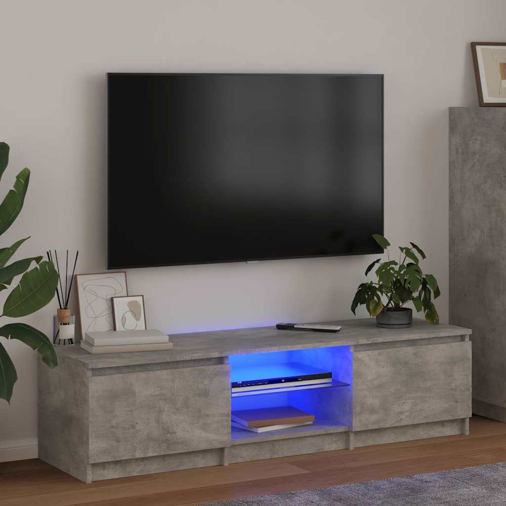 Meuble TV avec lumières LED gris béton 140x40x36 cm - XIOS