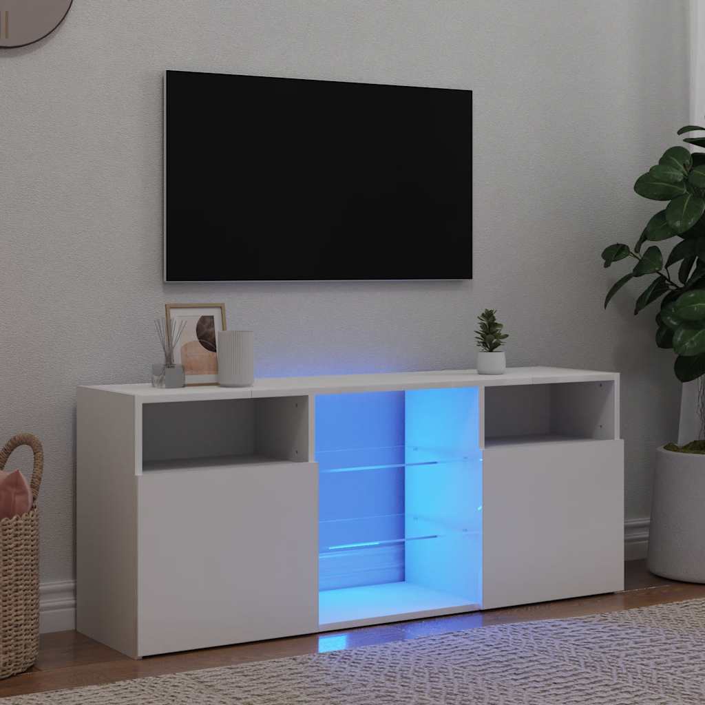 Meuble TV avec lumières LED blanc 120x30x50 cm - XIOS