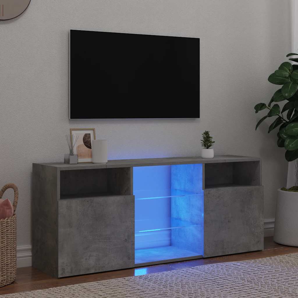 Meuble TV avec lumières LED gris béton 120x30x50 cm - XIOS