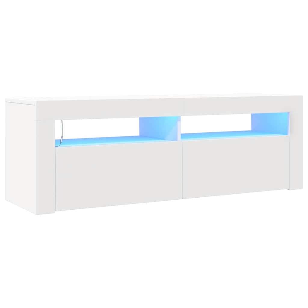 Meuble TV avec lumières LED blanc 120x35x40 cm - XIOS