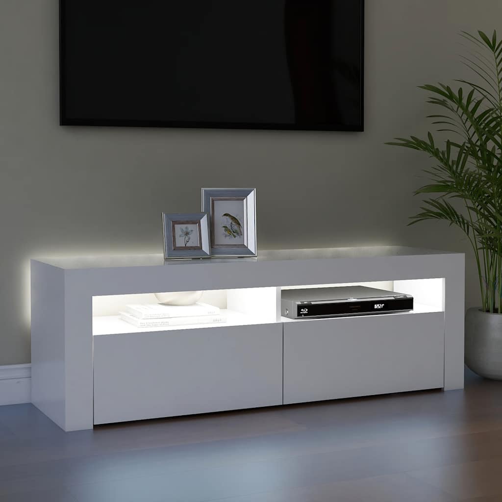 Meuble TV avec lumières LED blanc 120x35x40 cm - XIOS
