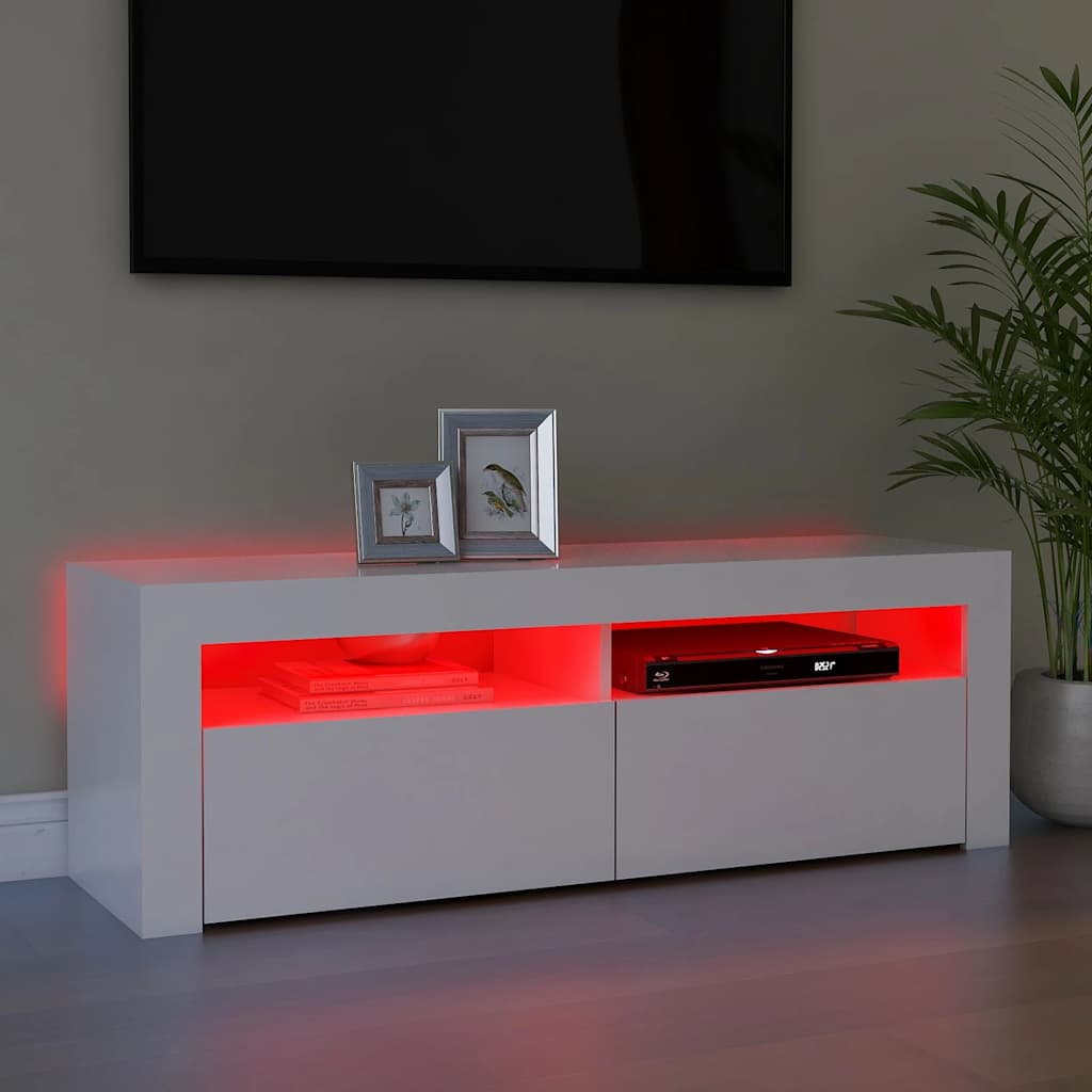 Meuble TV avec lumières LED blanc 120x35x40 cm - XIOS