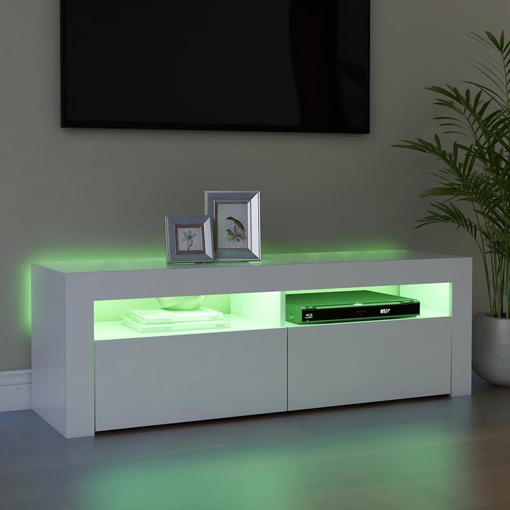 Meuble TV avec lumières LED blanc 120x35x40 cm - XIOS