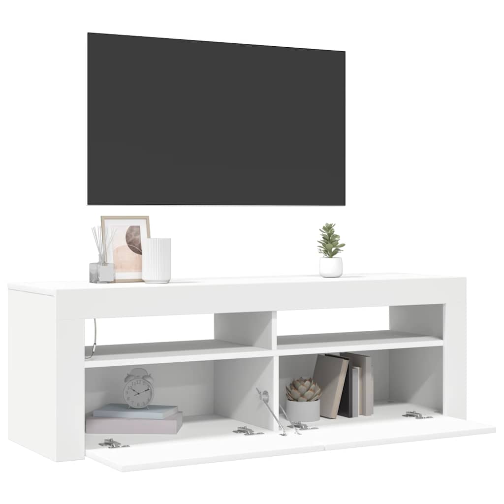 Meuble TV avec lumières LED blanc 120x35x40 cm - XIOS