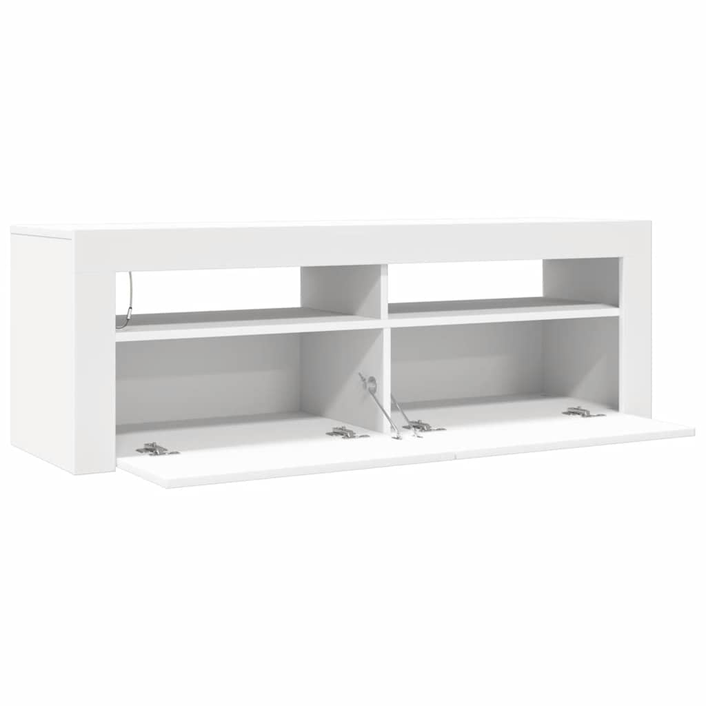 Meuble TV avec lumières LED blanc 120x35x40 cm - XIOS