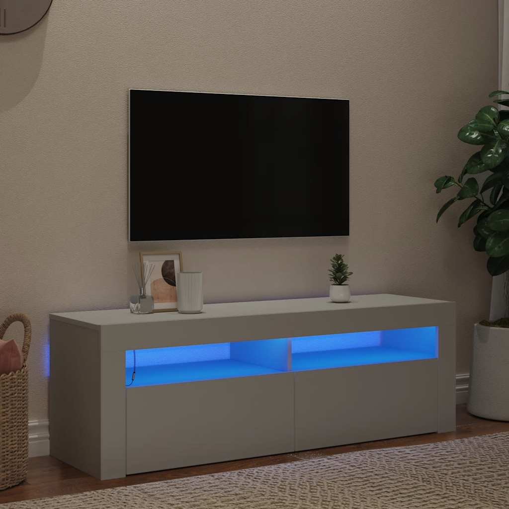 Meuble TV avec lumières LED blanc 120x35x40 cm - XIOS
