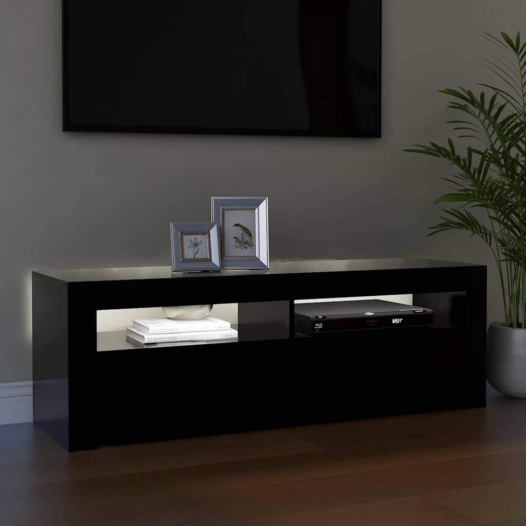 Meuble TV avec lumières LED noir 120x35x40 cm - XIOS