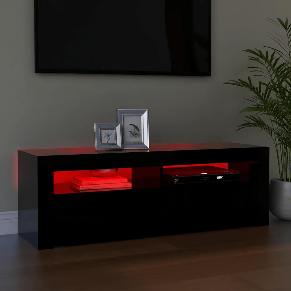 Meuble TV avec lumières LED noir 120x35x40 cm - XIOS