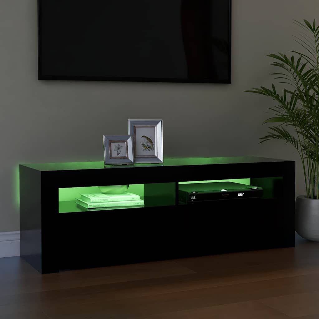 Meuble TV avec lumières LED noir 120x35x40 cm - XIOS