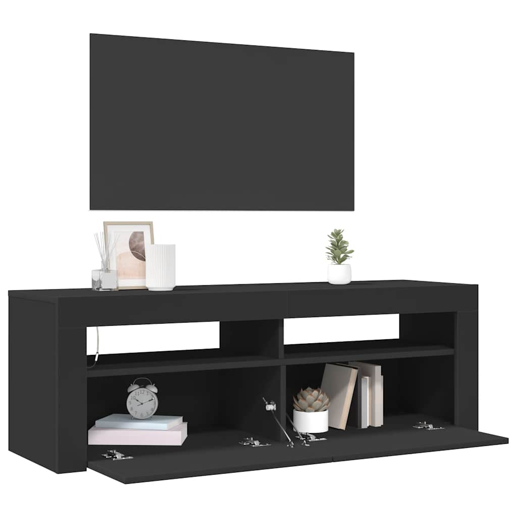 Meuble TV avec lumières LED noir 120x35x40 cm - XIOS