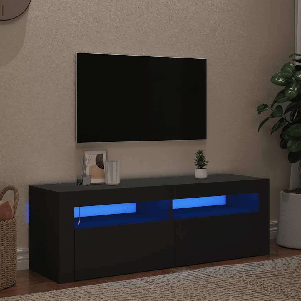 Meuble TV avec lumières LED noir 120x35x40 cm - XIOS